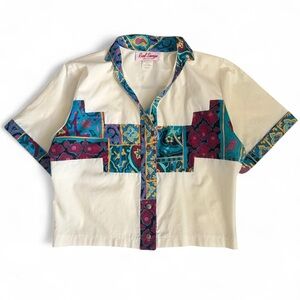 Real Savage vintage 90s western style multicolored patchwork button-up — Size S